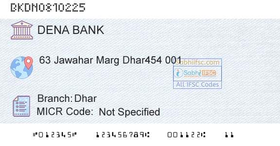 Dena Bank DharBranch 