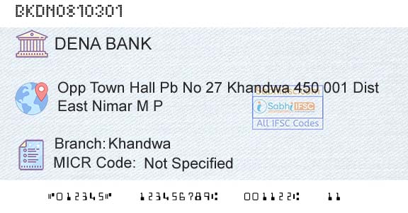 Dena Bank KhandwaBranch 