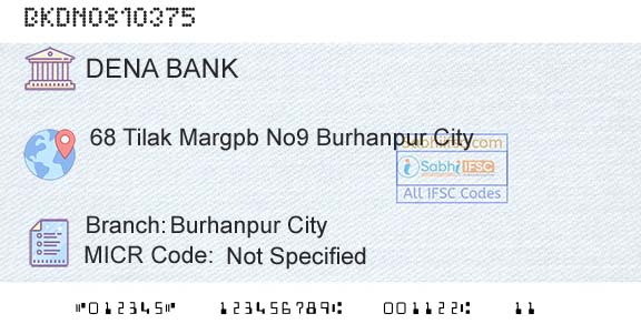 Dena Bank Burhanpur CityBranch 