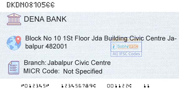 Dena Bank Jabalpur Civic CentreBranch 