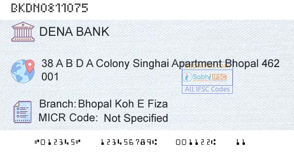 Dena Bank Bhopal Koh E FizaBranch 