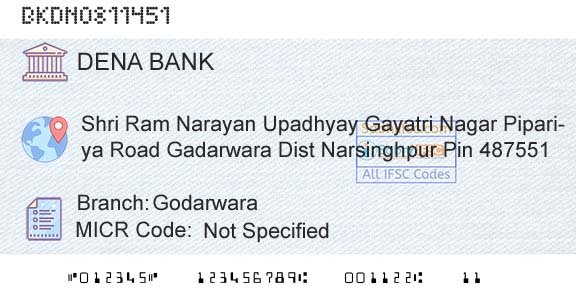 Dena Bank GodarwaraBranch 