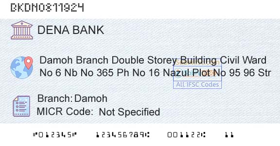 Dena Bank DamohBranch 