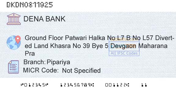 Dena Bank PipariyaBranch 