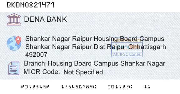 Dena Bank Housing Board Campus Shankar NagarBranch 