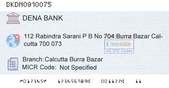 Dena Bank Calcutta Burra BazarBranch 