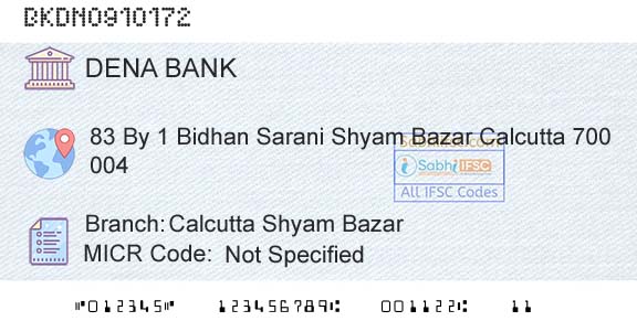 Dena Bank Calcutta Shyam BazarBranch 