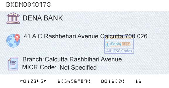 Dena Bank Calcutta Rashbihari AvenueBranch 