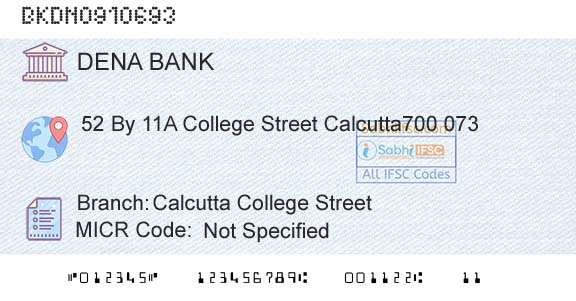 Dena Bank Calcutta College StreetBranch 