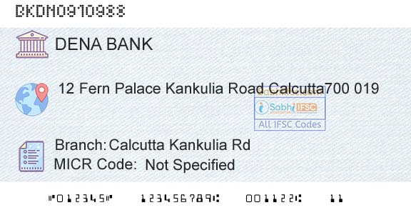 Dena Bank Calcutta Kankulia RdBranch 