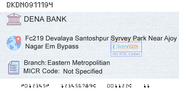 Dena Bank Eastern MetropolitianBranch 