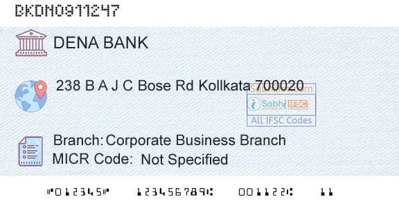Dena Bank Corporate Business BranchBranch 