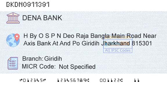 Dena Bank GiridihBranch 