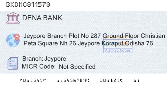 Dena Bank JeyporeBranch 