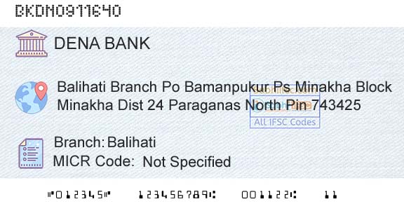 Dena Bank BalihatiBranch 