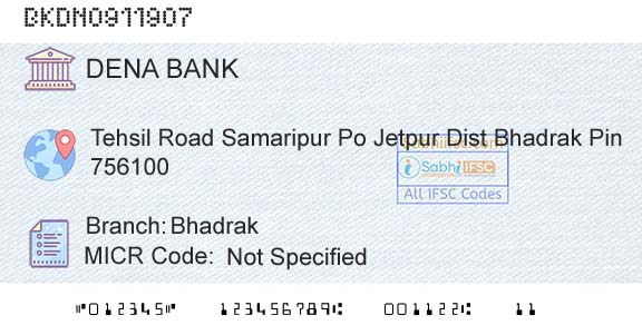 Dena Bank BhadrakBranch 