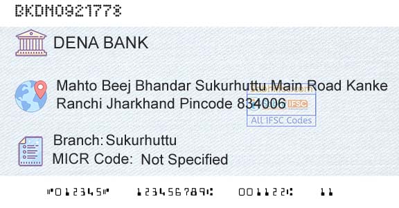Dena Bank SukurhuttuBranch 