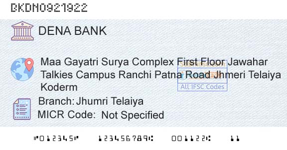 Dena Bank Jhumri TelaiyaBranch 