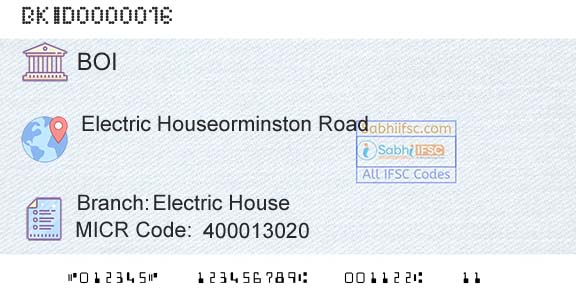 Bank Of India Electric HouseBranch 