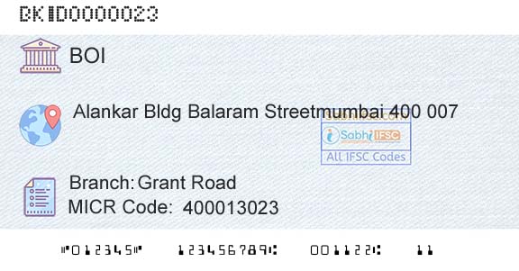 Bank Of India Grant RoadBranch 