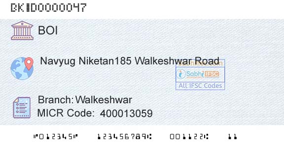 Bank Of India WalkeshwarBranch 