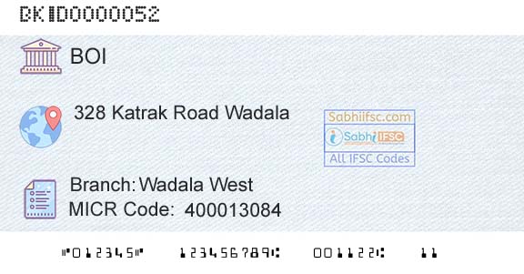 Bank Of India Wadala West Branch 