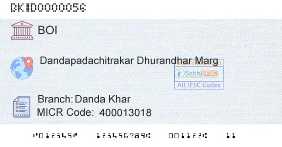 Bank Of India Danda Khar Branch 
