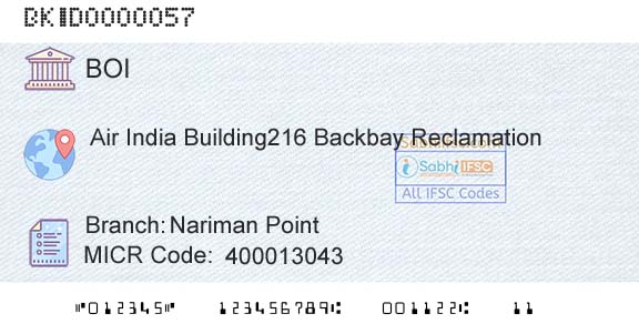 Bank Of India Nariman PointBranch 