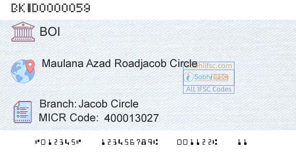 Bank Of India Jacob CircleBranch 