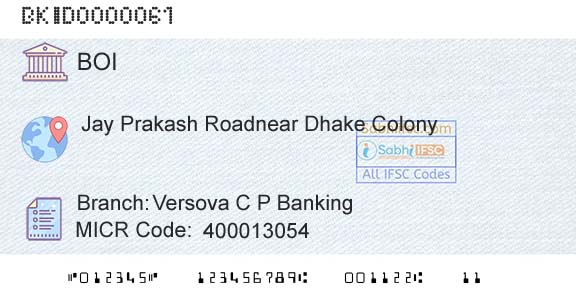 Bank Of India Versova C P BankingBranch 