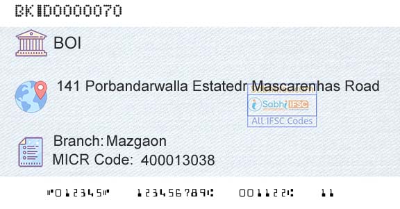Bank Of India MazgaonBranch 