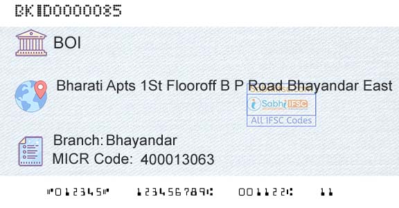 Bank Of India BhayandarBranch 