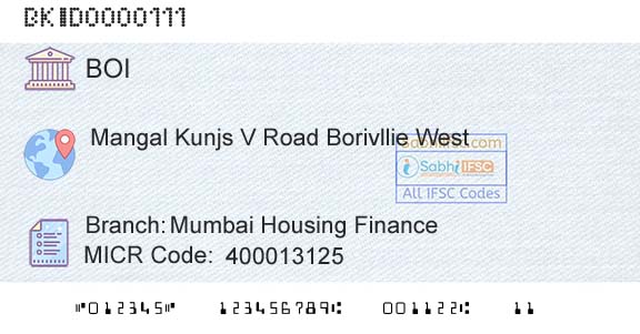 Bank Of India Mumbai Housing FinanceBranch 
