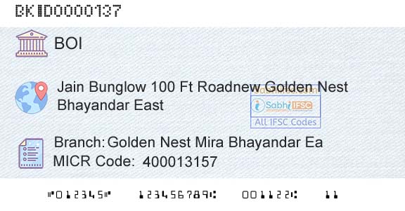 Bank Of India Golden Nest Mira Bhayandar EaBranch 