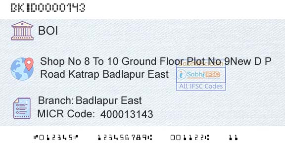 Bank Of India Badlapur East Branch 