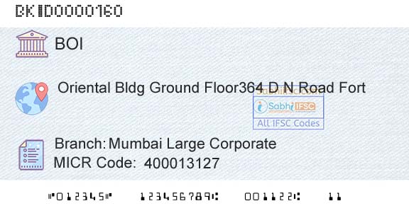 Bank Of India Mumbai Large CorporateBranch 