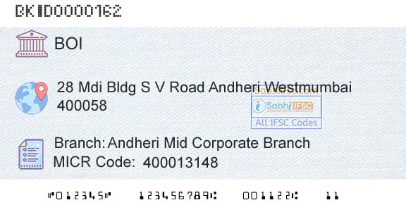 Bank Of India Andheri Mid Corporate BranchBranch 