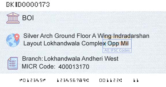 Bank Of India Lokhandwala Andheri West Branch 