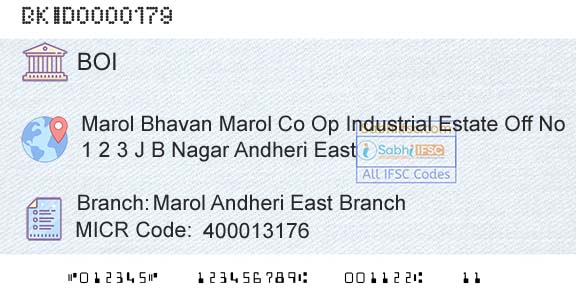 Bank Of India Marol Andheri East BranchBranch 