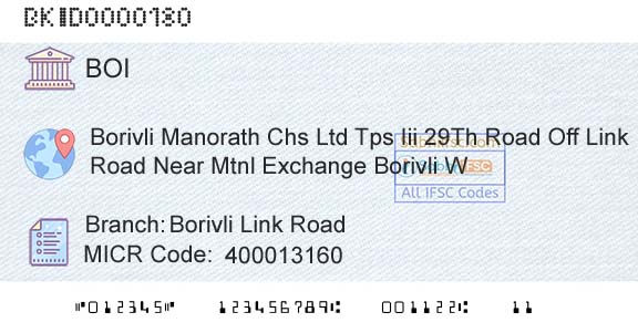 Bank Of India Borivli Link RoadBranch 