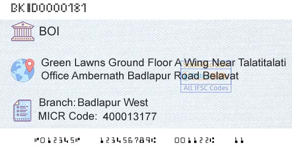 Bank Of India Badlapur West Branch 