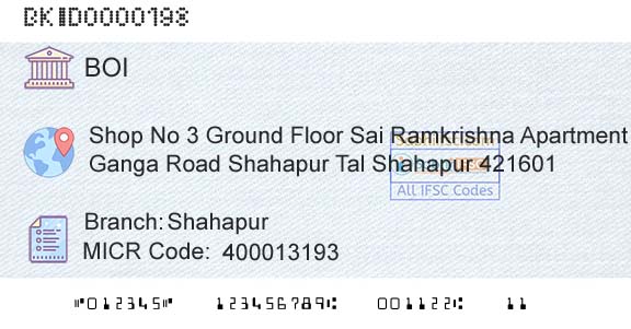 Bank Of India ShahapurBranch 