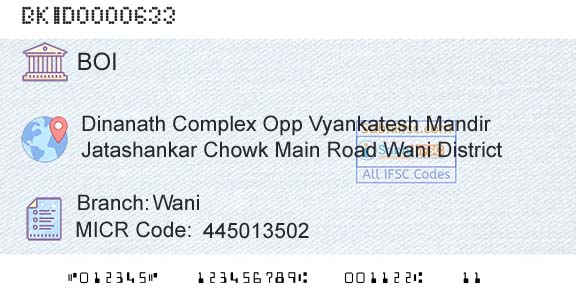 Bank Of India WaniBranch 