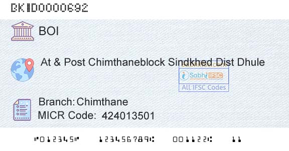 Bank Of India ChimthaneBranch 