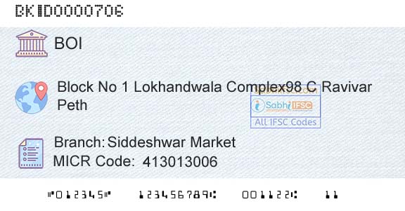 Bank Of India Siddeshwar MarketBranch 