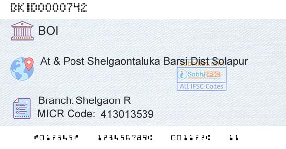 Bank Of India Shelgaon R Branch 
