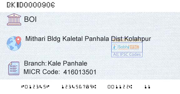 Bank Of India Kale Panhale Branch 