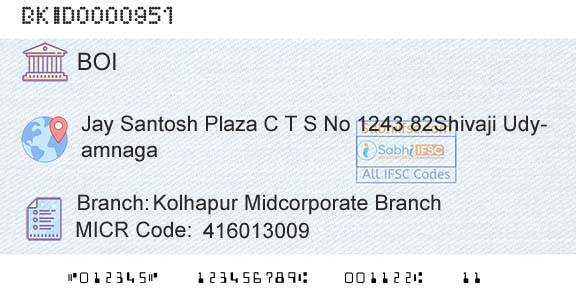 Bank Of India Kolhapur Midcorporate BranchBranch 