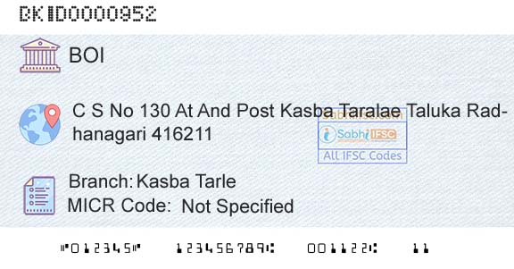 Bank Of India Kasba TarleBranch 