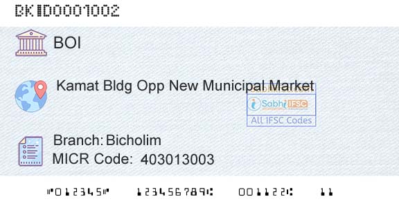 Bank Of India BicholimBranch 